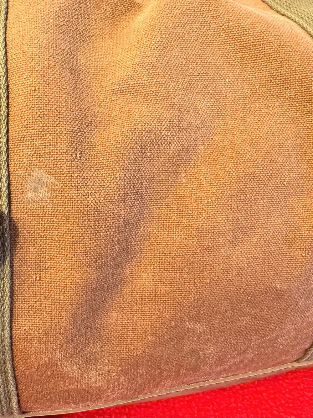 Large Vintage 80s LL Bean Duffle Bag Canvas Leather Trim Sawtooth Made in USA